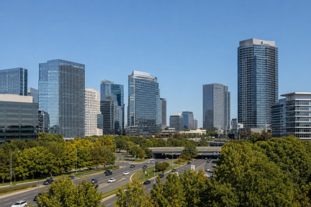 Tysons Corner Virginia commercial office building skyline representing Northern Virginia broker opinion of value